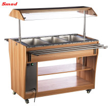 Easy Assembly Walnut Colour Made of Wood Food Warmer Display Showcase